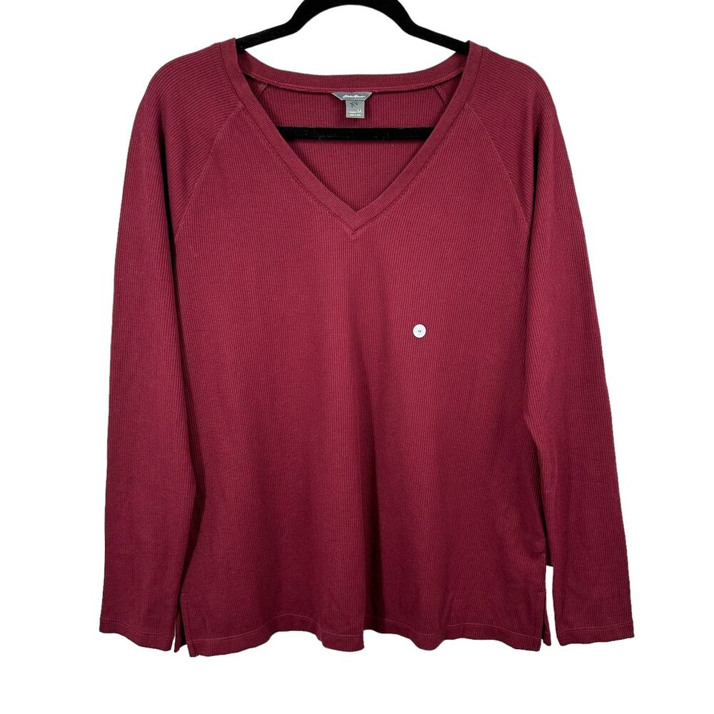 Eddie‎ Bauer Women's Long Sleeve V-Neck T-Shirt Medium NWT Berry